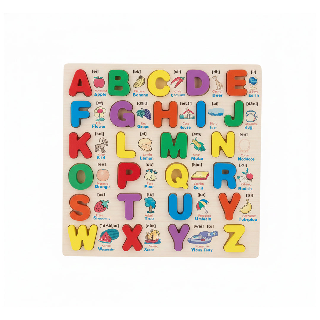 Abecedario colorido en madera